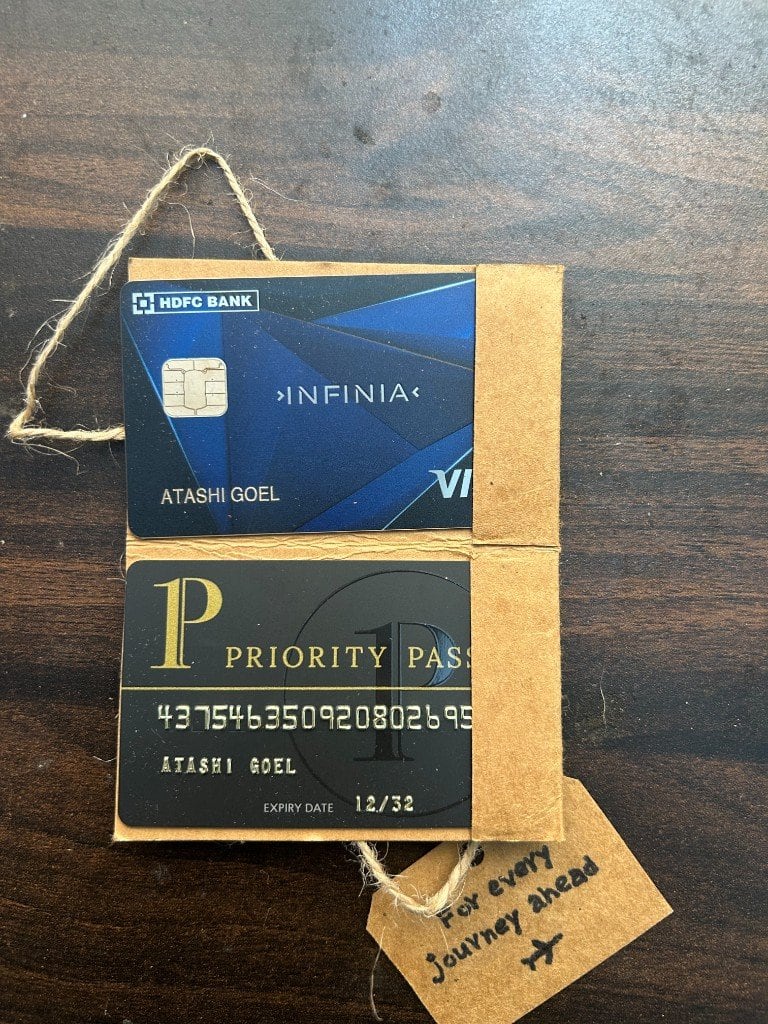 The handmade journey card, its route drawn on paper.